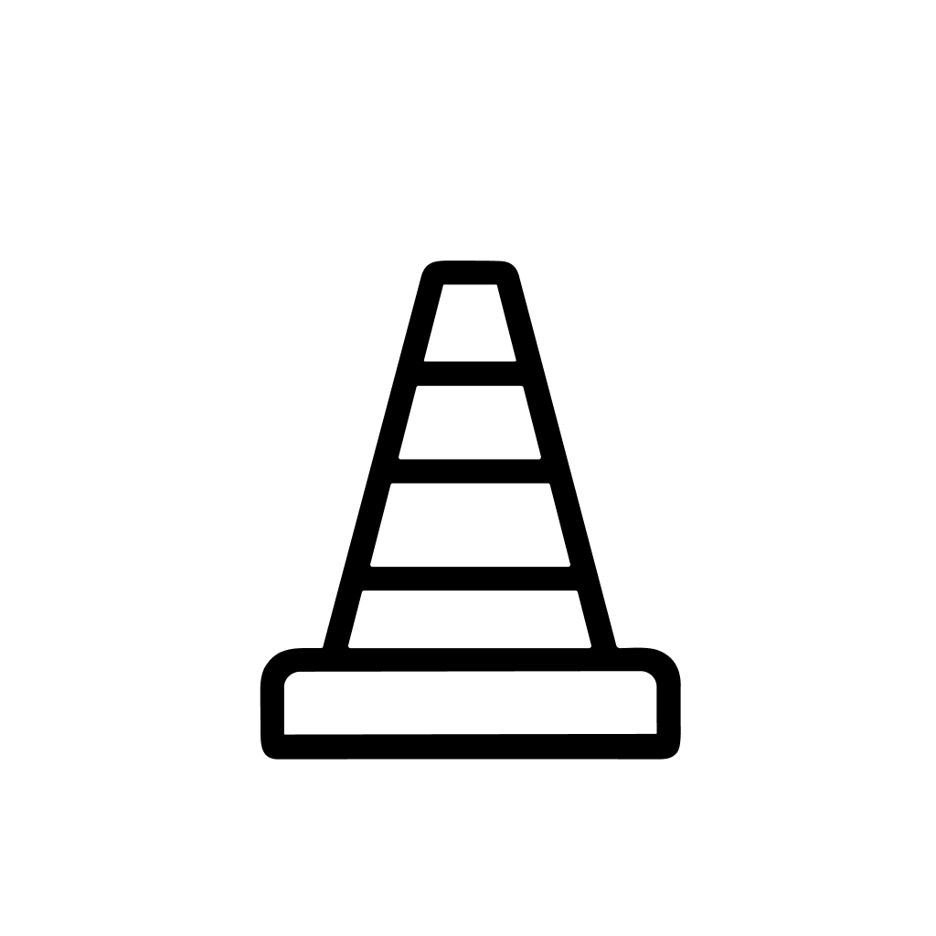 Simple Line Drawing Traffic Cone Road Safety Symbol Icon Graphic