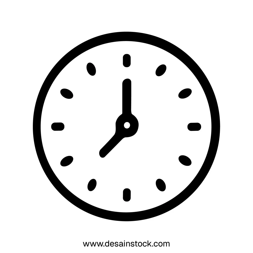 Simple Lineart Clock Time at Eight O’Clock Business Icon