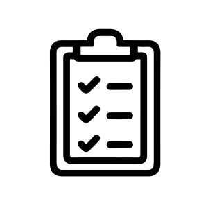 Simple Outline Checklist with Tick Marks on Clipboard Icon Design