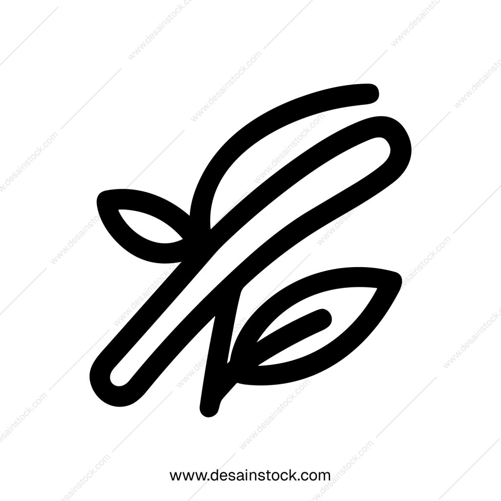Minimalist Line Art Branch with Leaves Nature Element Decoration Icon