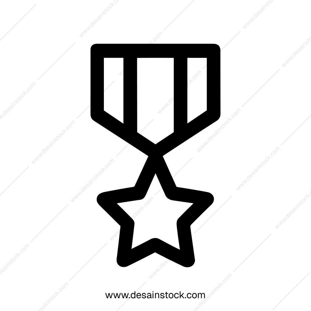 Simple Outline Star Medal Shape Achievement Award Reward Icon