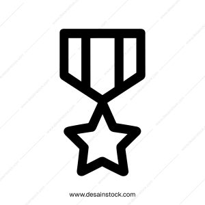 Simple Outline Star Medal Shape Achievement Award Reward Icon