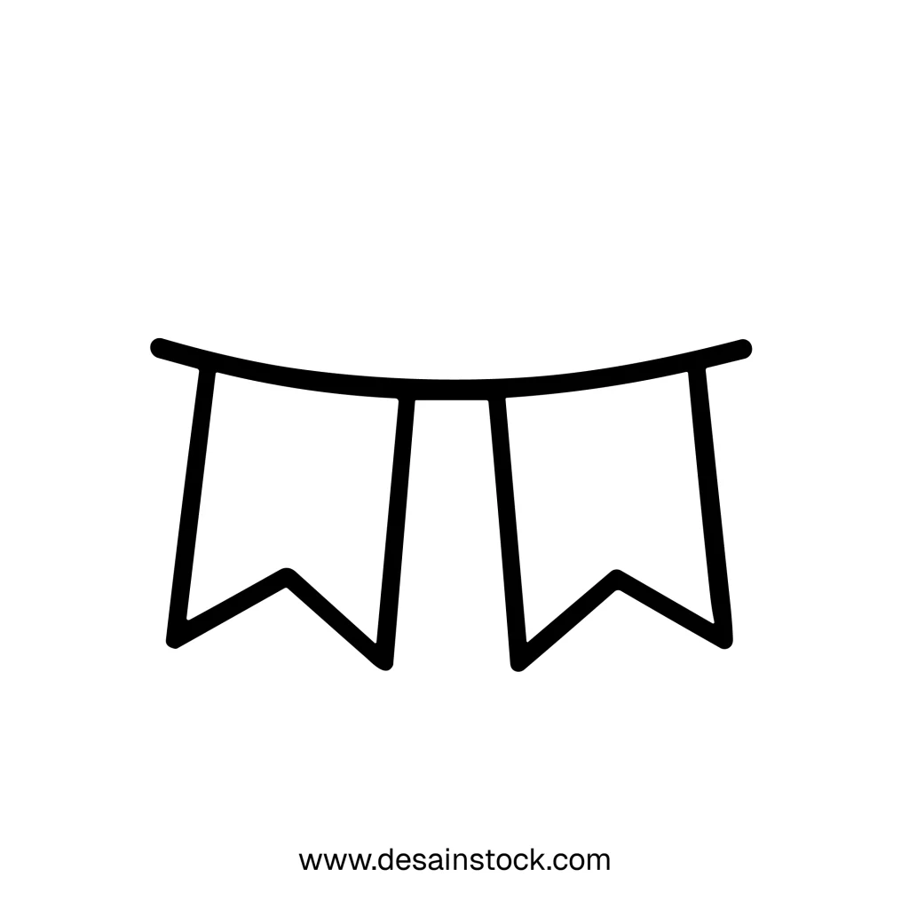 Simple Outline Hanging Bunting Flags Decoration Party Event Celebration Icon