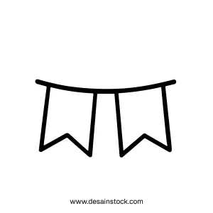 Simple Outline Hanging Bunting Flags Decoration Party Event Celebration Icon