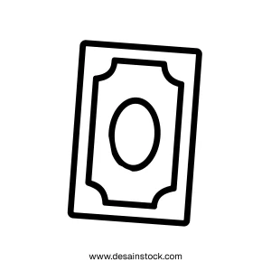 Simple Outline Handdrawn Cash Money Currency Dollar Banknote Illustration