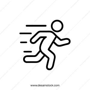 Simple Outline Style Running Man Silhouette Graphic Shape Icon Element