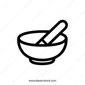 Simple Line Mortar and Pestle Icon, Pharmacy and Alternative Medicine