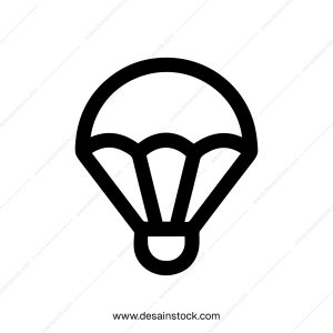 Simple Outline Parachute Icon, Modern Black and White Illustration Style