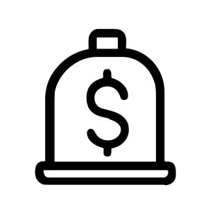 Minimalist Outline Dollar Symbol Under Glass Bell Finance Icon