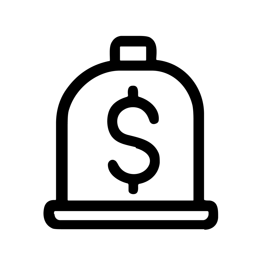 Minimalist Outline Dollar Symbol Under Glass Bell Finance Icon