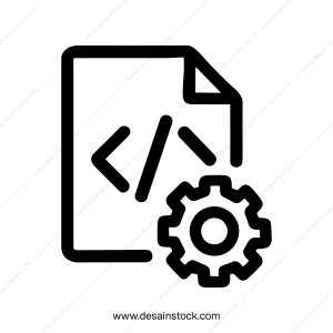 Simple Outline Code Configuration File Document with Gear Icon Design