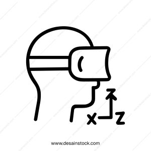 Simple Outline Virtual Reality Headset with Axis Dimension Icon