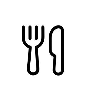 Simple Outline Fork and Knife Cutlery Icon for Restaurant Food Sign