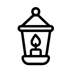 Minimalist Outline Style Lantern with Candle Symbol Icon Graphic Element