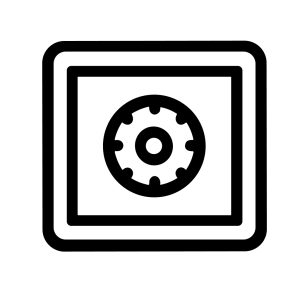 Outline Minimalist Safe Deposit Box with Gear Mechanism Icon