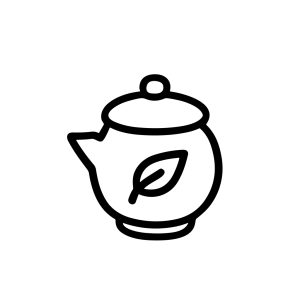 Outline Handdrawn Teapot Tea Leaf Minimalist Kitchen and Dining Icon