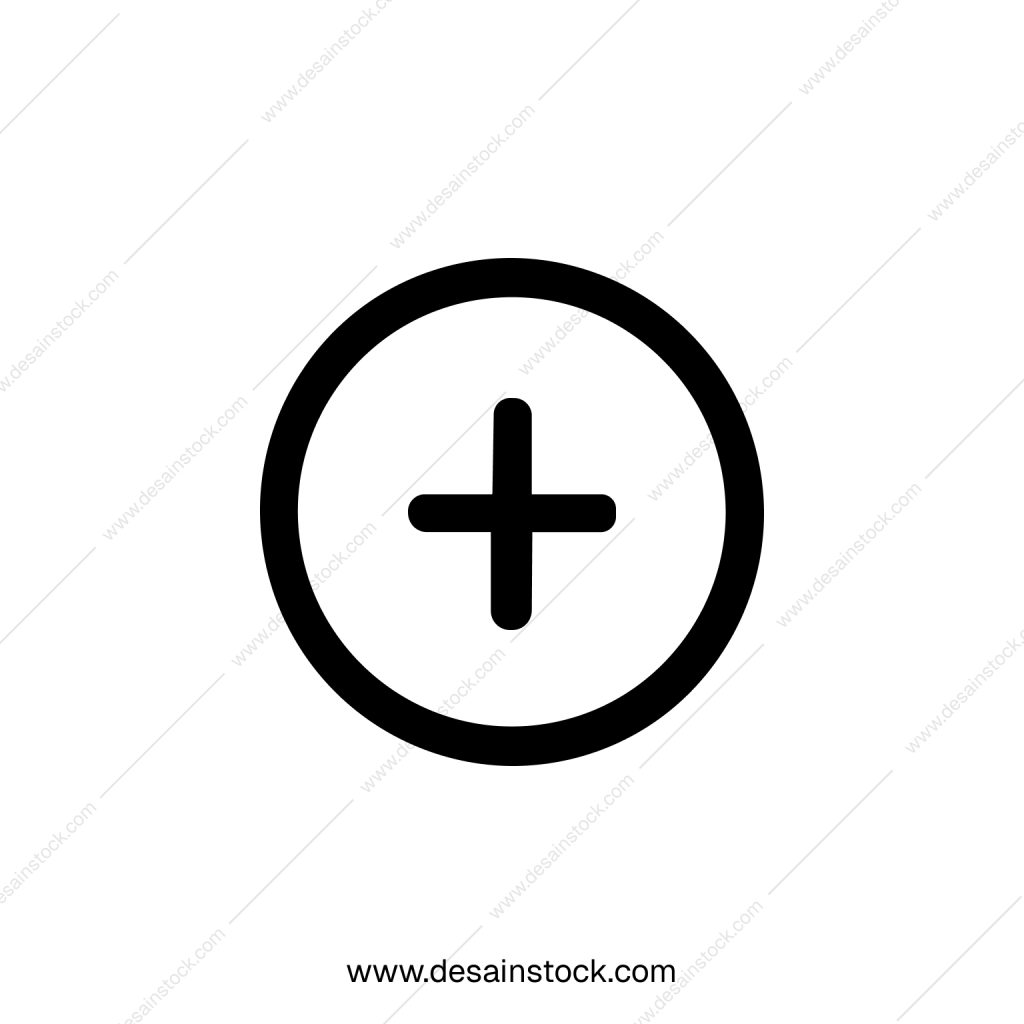 Outline Simple Circle Plus Sign Bold Style Shape Icon