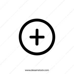 Outline Simple Circle Plus Sign Bold Style Shape Icon