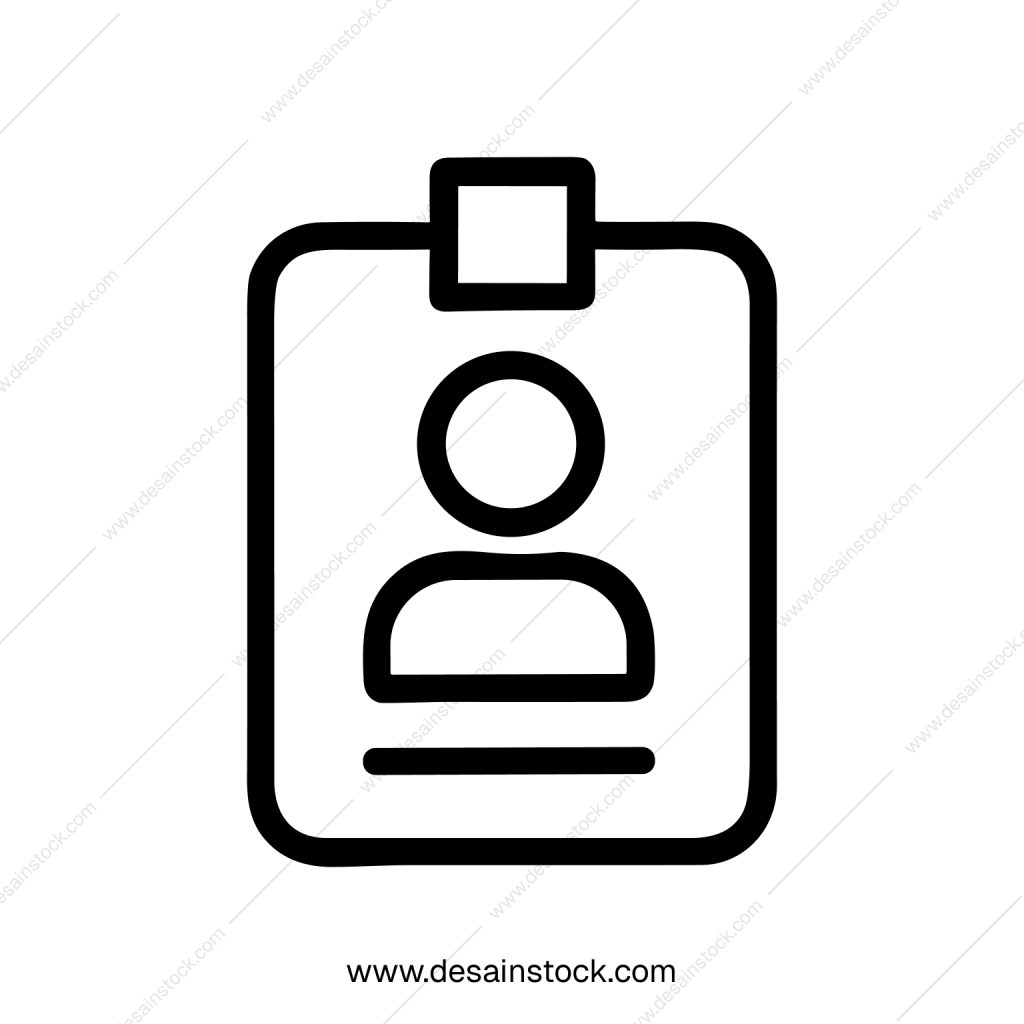 Outline Simple Identification Card Badge Minimalist Icon Symbol Design