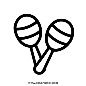 Simple Outline Maracas Musical Instrument Rattle Shaker Icon Design Illustration