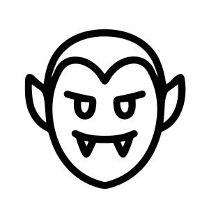 Simple Line Art Vampire Face Illustration Spooky Halloween Character Icon