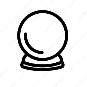 Minimalistic Outline Single Crystal Ball Sphere Divination Magic Tool Icon