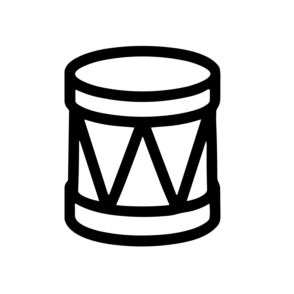 Simple Outline Drum Musical Instrument Percussion with Triangle Pattern Isolated Icon