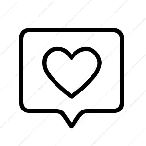 Minimalist Outline Heart in Speech Bubble Shape Symbol Icon Graphic