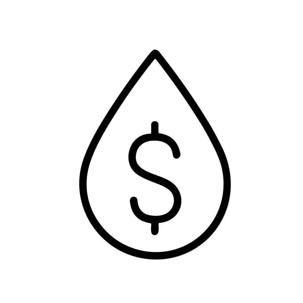 Minimalist Line Art Dollar Sign in Water Drop Finance Icon