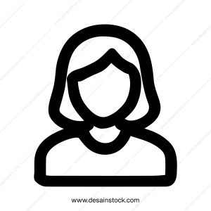 Simple Outline Woman Avatar Profile Icon Design Element Illustration