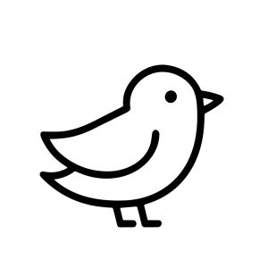Simple Outline Bird Line Art Cute Animal Graphic Illustration