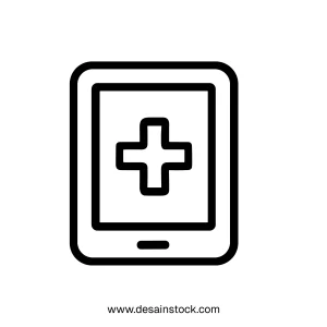 Outline Thin Line Tablet Medical Cross Shape Icon Element
