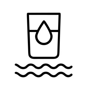 Outline Minimalist Glass of Water with Drop Icon above Ripple