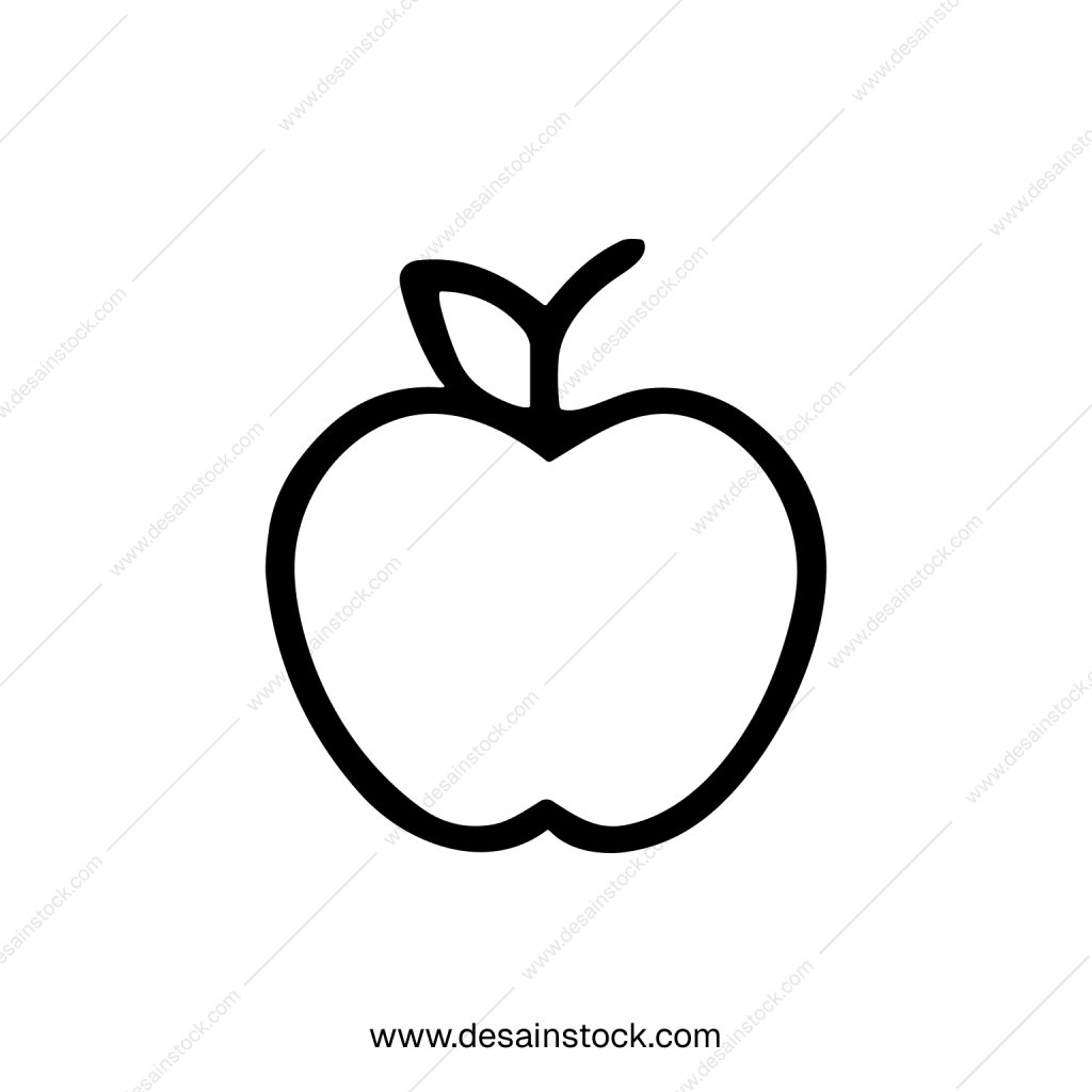 Minimalist Line Art Apple Fruit Isolated Outline Style Icon