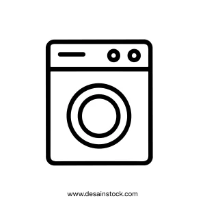 Minimalist Outline Style Washing Machine Front View Appliance Icon