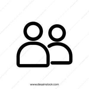 Minimalist Outline People Group Icon, Two Person Simple User Symbol