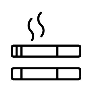 Simple Outline Style Cigarettes Stacked with Smoke Line Art Illustration