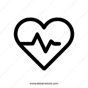 Simple Line Heartbeat Pulse Inside of Heart Shape Medical Icon