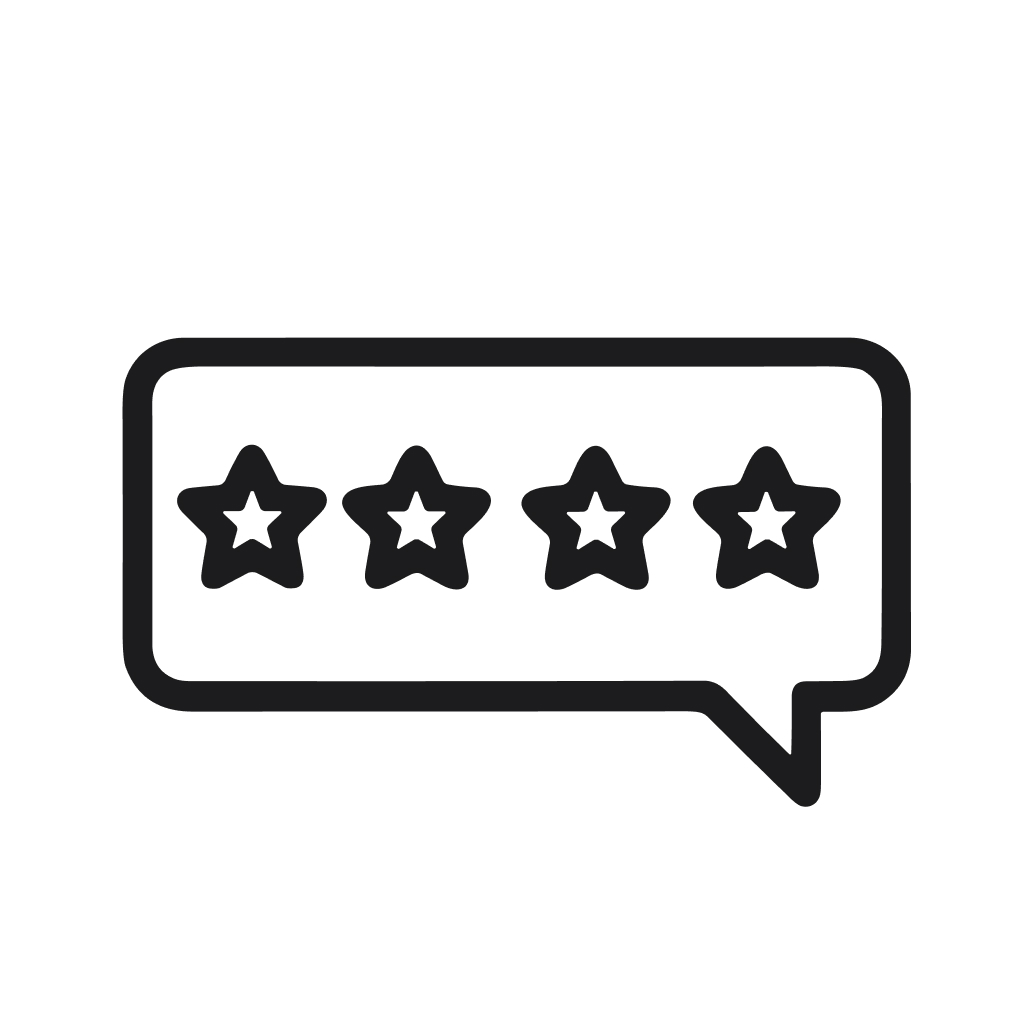 Simple Outline Star Rating in Speech Bubble Comment Icon Symbol