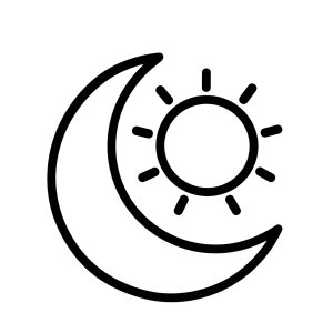 Simple Line Art Moon Sun Icon Symbol Graphic Illustration