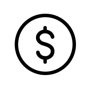 Simple Outline Dollar Coin Currency Symbol Icon Graphic Illustration