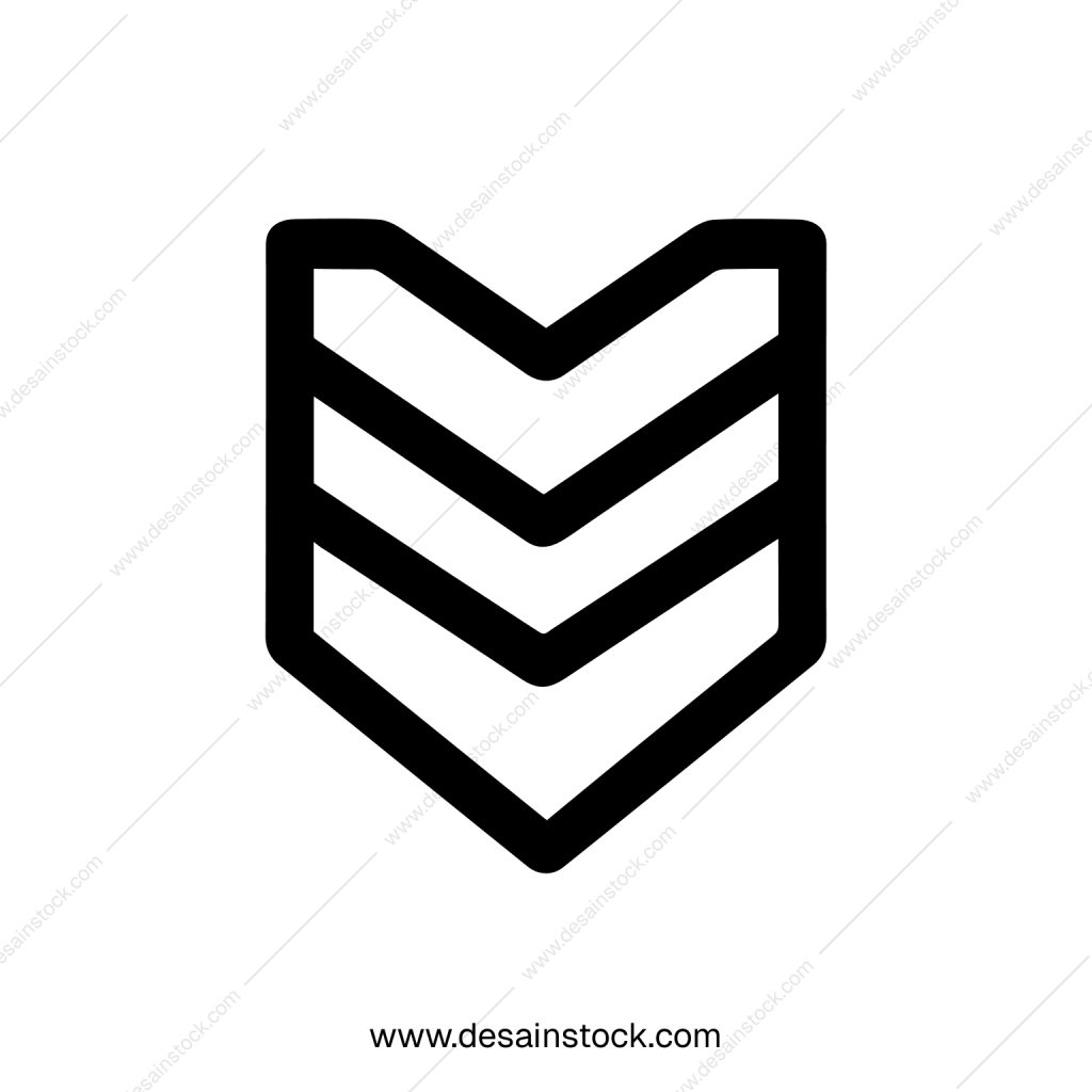 Outline Minimalist Chevron Shield Shape Decorative Element Symbol Icon