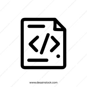 Minimalist Outline Coding File Script with Angle Brackets and Text Icon