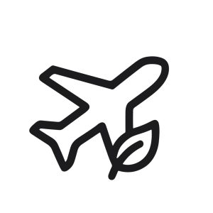 Minimalist Outline Airplane and Leaf Symbol Eco Friendly Flight Icon