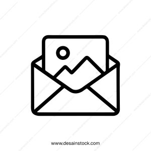 Outline Simple Open Envelope with Image Line Art Icon Design