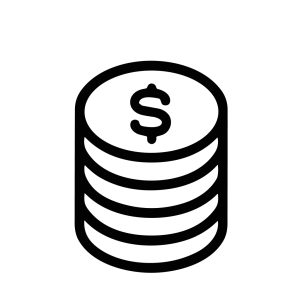 Simple Outline Stacked Coins Dollar Sign Currency Banking Icon Symbol