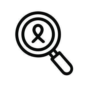 Simple Outline Magnifying Glass Ribbon Symbol Icon Design Element