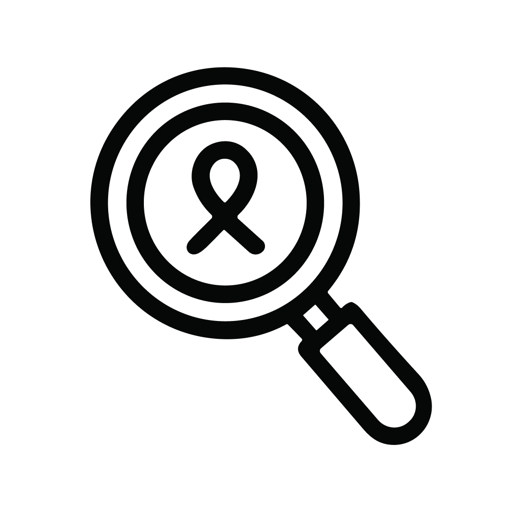 Simple Outline Magnifying Glass Ribbon Symbol Icon Design Element