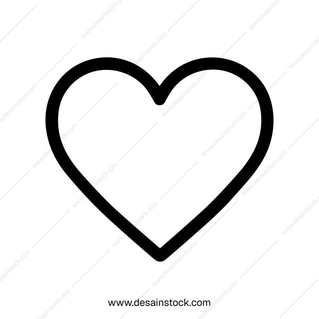 Simple Outline Heart Shape Black Line Art Symbol Icon