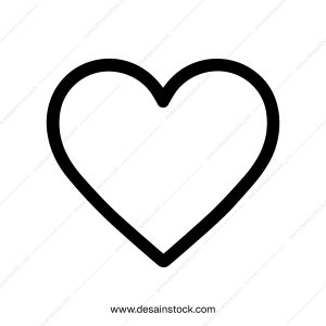 Simple Outline Heart Shape Black Line Art Symbol Icon